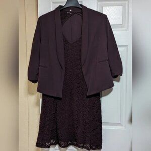Maurices Burgundy Lace Dress & Blazer Set